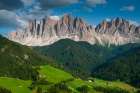 A view of Odle Group mountain and the valley below Funes-Trentino Alto Adige-Italy Art Print